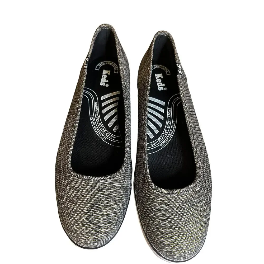 Keds Black & Metallic Gold Slip On Sneakers 8.5